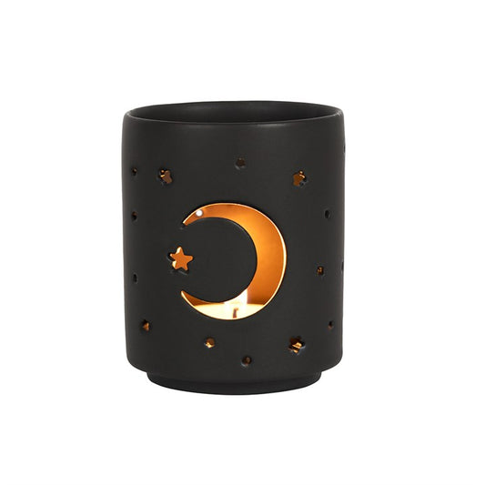 Small Black Moon Cut Out Tealight Holder