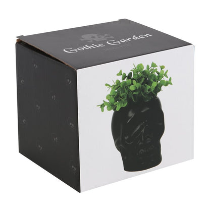 Black Ceramic Skull Plant Pot