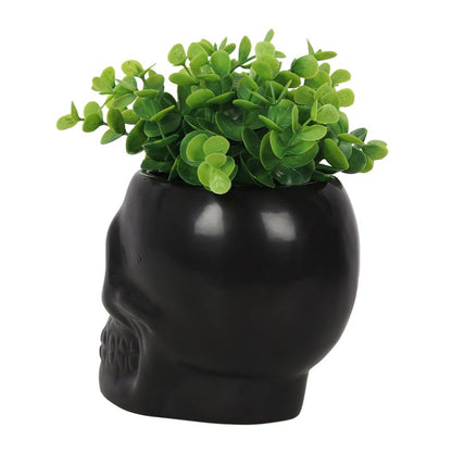 Black Ceramic Skull Plant Pot