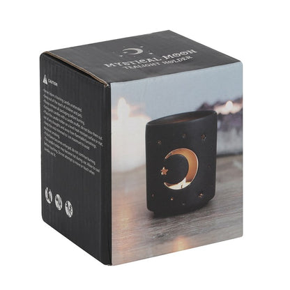 Small Black Moon Cut Out Tealight Holder